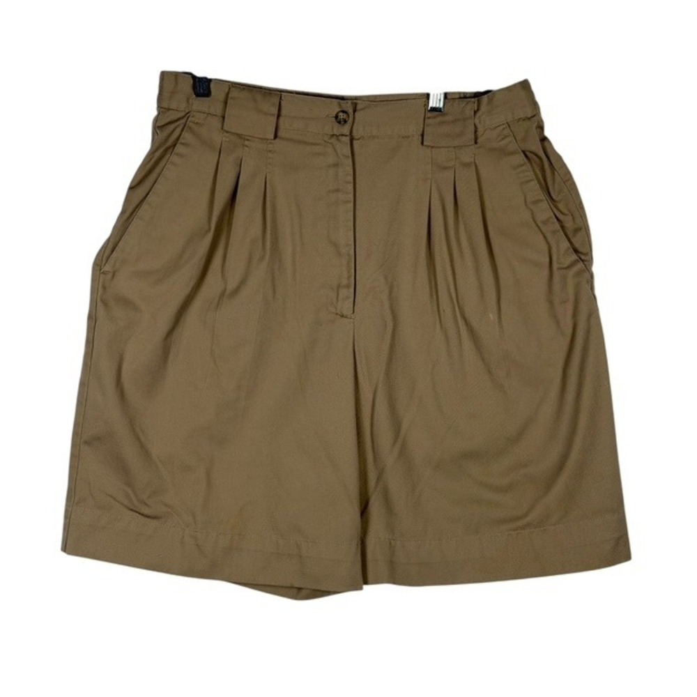 Karen Scott High Waist Pleated Shorts in Khaki